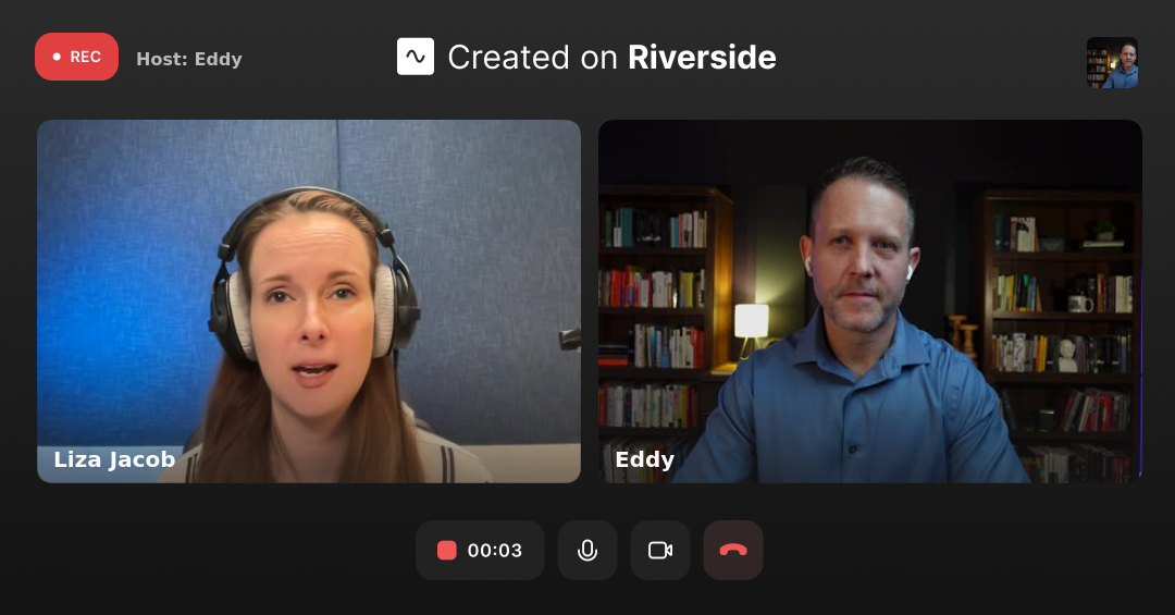 A man and a woman in conversation on a virtual meeting