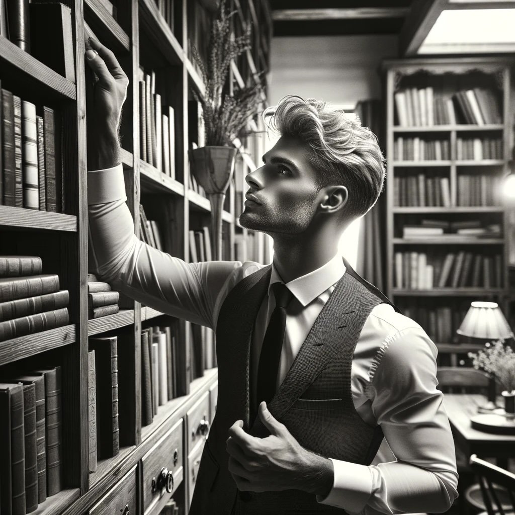 Picture of a man in a library