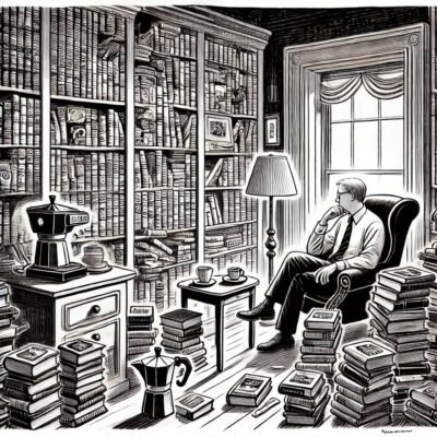 A man sitting in his library