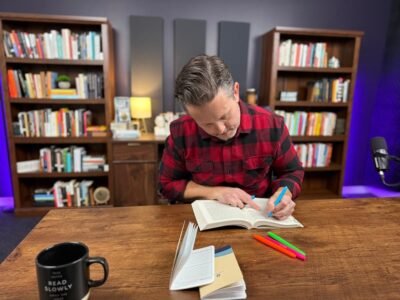 Eddy Hood in his reading room at The Read Well Podcast